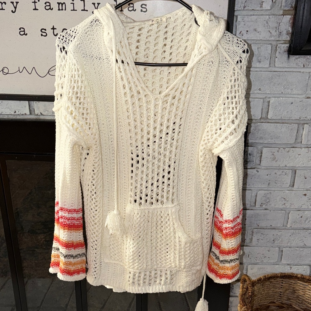 POL Cream and Multicolor Knit Sweater